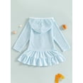 thumbnail image 4 of Argulvti Kid Girls Swim Coverups Solid Color Long Sleeve Hooded Dress Zip-Up Robe Towel Beachwear, 4 of 7