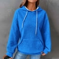 thumbnail image 2 of YUGYXL Drawstring Long Sleeve Sweatshirts for Women 2025 Fashion Waffle Solid Color Hoodies Fall Winter Oversized Comfy Hooded Top Loung Y2K Tops with Pockets, 2 of 4