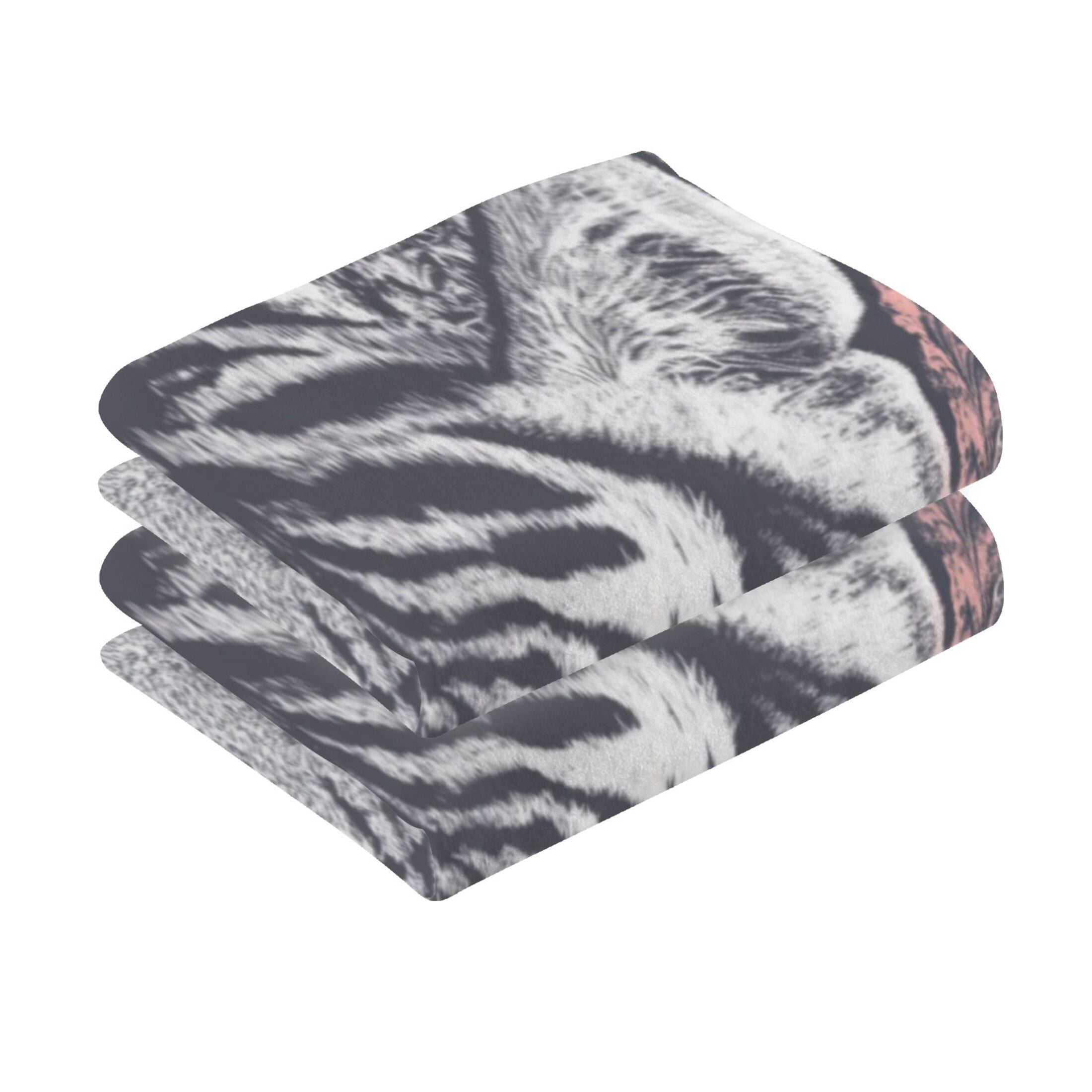 Cotton Towel Two-Piece 16x28 Inch One Sizex2 Face Towel Set Towel Set Cotton Hand Bath Towel Bathroom Beach Black and White Tiger