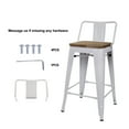 thumbnail image 5 of Leejay White 24 inch Low Back Counter Height Metal Barstool with Dark Wood Seat, Set of 6, 5 of 5