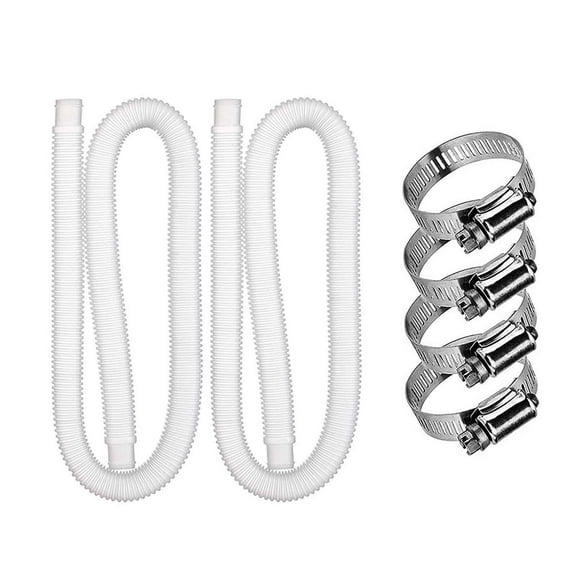 YFGEFTR Pool Hoses for Above Ground Pools, 2 Pack 1.26 x 59 Inch Pool Filter Pump Hoses, With 4 Metal Clamps