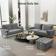 thumbnail image 5 of Velvet Spring Couch, 68" Comfy Loveseat Sofa Gray, Mid Century Modern Tufted Love Seat, Small Couch with Solid Wood Frame, 3 Seater Sofa for Living Room, Bedroom, Apartment, Small Spaces, 5 of 7