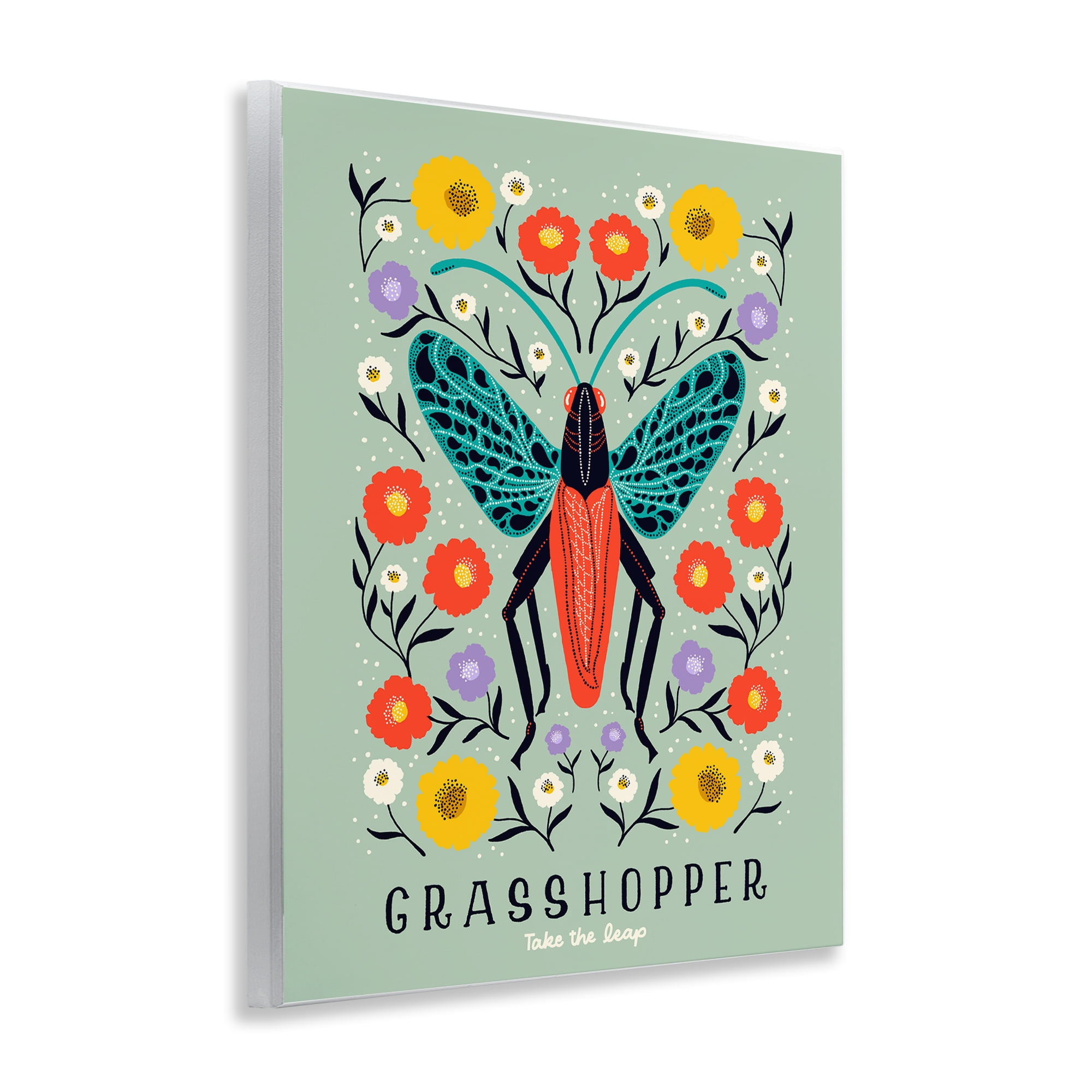 Stupell Industries Symmetrical Grasshopper with Blooms Wall Plaque Art, design by Indira Prieto | IndySign