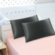 thumbnail image 1 of Funda de almohada de satén de lujo PiccoCasa, juego de 2, negro no estándar, 1 of 7