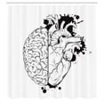 thumbnail image 2 of Ambesonne Sketch Shower Curtain, Human Heart and Brain Art, 69"Wx75"L, Charcoal Grey White, 2 of 4