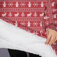 thumbnail image 3 of Oversized Wearable Blanket Hoodie,Red Christmas Knitted Pattern Sherpa Blanket Hoodie with Super Pockets,Super Warm Fuzzy Pullover for Women & Men, 3 of 6