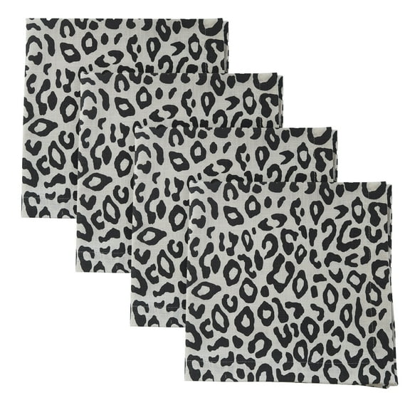 Split P Black Safari Leopard Printed Napkin Set of 4