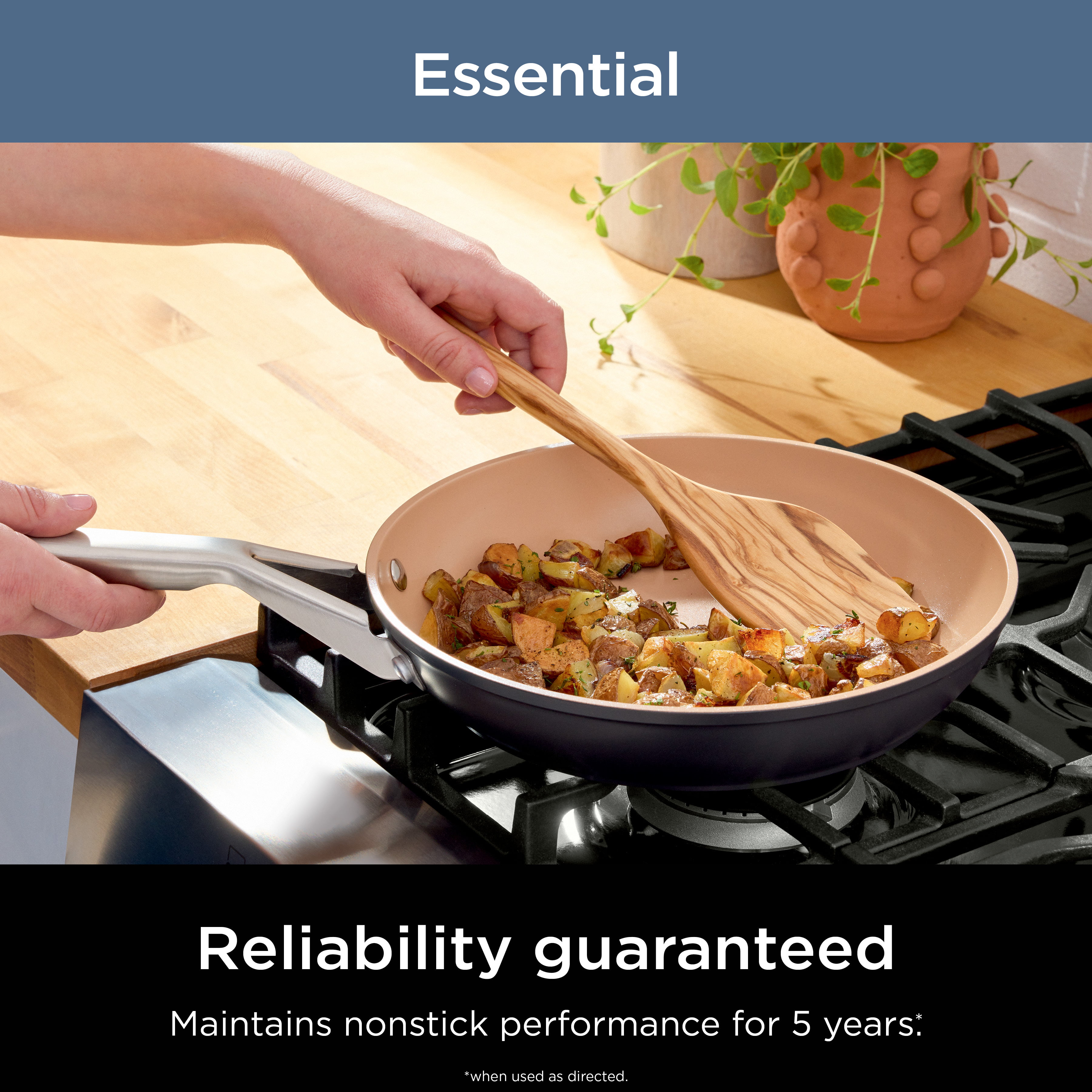 Ninja C90026 EverClad Commercial-Grade Stainless Steel 10.25 Fry Pan,  Tri-Ply Pans, Oven Safe to 600°F, PFAS Safe, All Stovetops & Induction