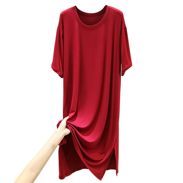 FAIWAD Robe Tunique pour Femme Grande Taille Décontractée à Manches Courtes, Robe T-Shirt Ample avec Fente Latérale, Robes Midi Amples