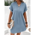 thumbnail image 2 of Mengpipi Womens Dresses V-Neck Button-Up Rolled-Up Sleeves Casual Loose Shirt Dresses S-XXL, 2 of 4