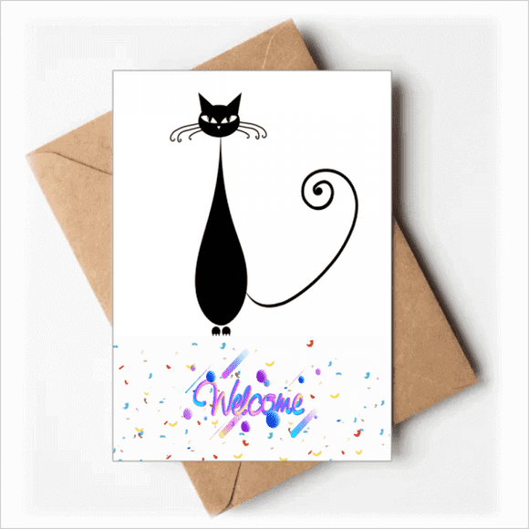 Lovely Black Cat Cartes de Vœux de Bienvenue Contour d'Art Animalier Enveloppes Vierges