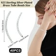 thumbnail image 3 of 40Pcs Curved Tube Beads 925 Sterling Silver Plated Brass Noodle Beads Sleek Long Large Hole Spacer Connectors Bulk, 3 of 9