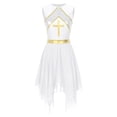 thumbnail image 3 of Haitryli Womens Asymmetrical Liturgical Praise Dance Dress High Low Worship Metallic Color Block Dancewear White M, 3 of 7