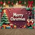thumbnail image 2 of Red Theme Christmas Banner Christmas Tree Design Merry Christmas Banner Nutcracker Decor Gold Star Xmas Banner for Christmas Party Holiday Decoration Indoor Celebration, 2 of 9