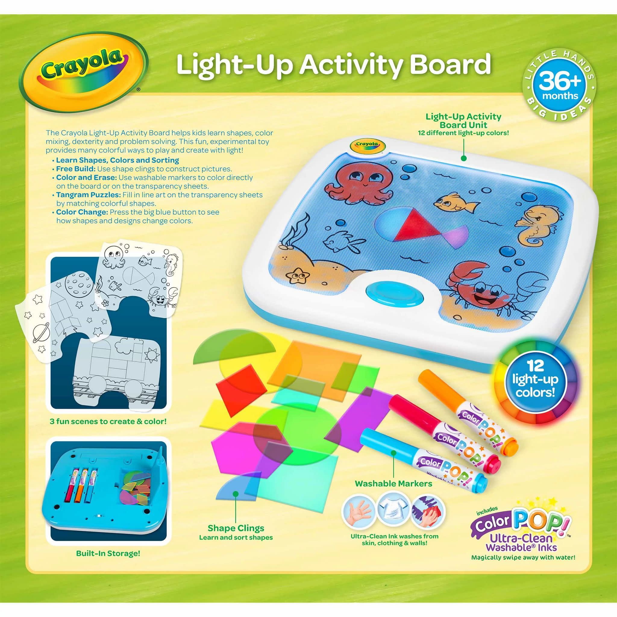 Crayola Light Up Activity Board, Crafts for Toddlers and Kids, Educational Toy for Kids, Gift, Ages 3, 4, 5, 6
