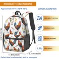 thumbnail image 3 of Rooster and Feather White Pattern 17" School Backpacks for Teens,Waterproof Oxford Fabric,S-Shape Padded Straps for School,Travel,Hiking,Camping, 3 of 6