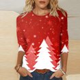 thumbnail image 1 of Pntutb Moda Mujer Chriatmas Impreso Camiseta 3/4 Mangas Blusa Cuello Redondo Casual tops Pntutb Pntutb-4054, 1 of 5