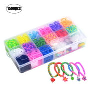 TWSOUL 1500 Colored Rubber Bands Bracelet Making Kit 15 Colors with Loom Bands Storage Container,DIY Rubber Bands Bracelet Making Kit for Kids Toy Girls Gifts