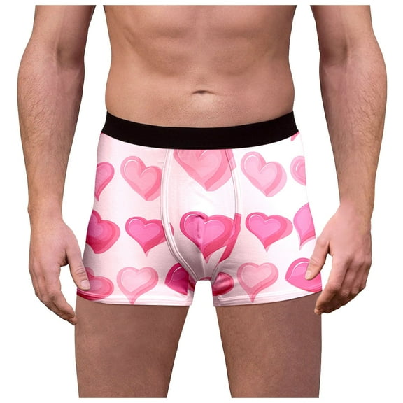 khonts,Men's Sexy Boxer Briefs Enhancing Pouch Underwear of Hearts Graphic Jock Strap Enhancer Underpants Hot Pink XL