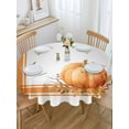 thumbnail image 2 of Round Tablecloth Boho Pumpkins Fall Thanksgiving Waterproof Oil Proof Polyester Table Cloth Cover Decor for Home Dining Outdoor,Patio,Parties, 54" Dia. Orange Stripe White, 2 of 9