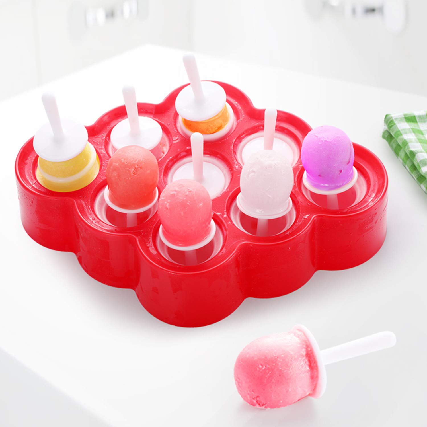 Popsicle Molds for Kids Silicone BPA Free with 2 Extra Reusable Sticks No Mess Large Popsicle Makers Molds and Ice Cream Freezer Popsicle Molds Popsicle Molds Dishwasher Safe and Easy Release 