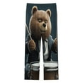 thumbnail image 4 of Bear Drumming Suit Womens Pyjamas Set Button Up Pyjamas Womens with Long Sleeve Top And Wide Leg Pants V-neck Loungewear Sets, 4 of 9