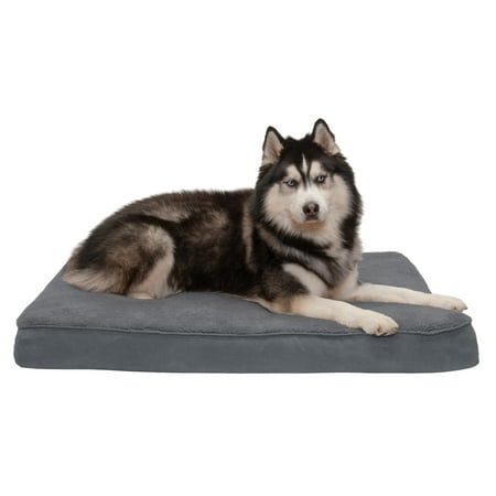 UPC: 0842229122121 | FurHaven Pet Products Snuggle Terry & Suede Deluxe Orthopedic Pet Bed for Dogs & Cats – Gray Jumbo