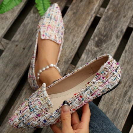 

Women s Plaid Pattern Flats Lightweight & Comfortable Slip On Shoe Elegant Point Toe Dress Shoes