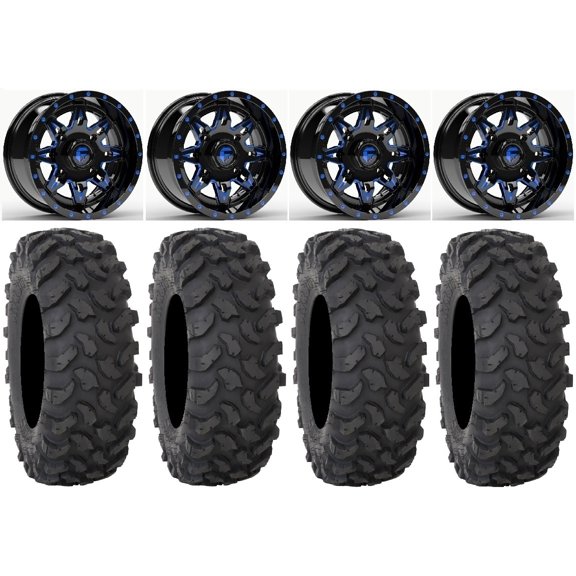 Fuel Lethal Blue 15" Wheels 32" XTR370 Tires Kawasaki Teryx Mule