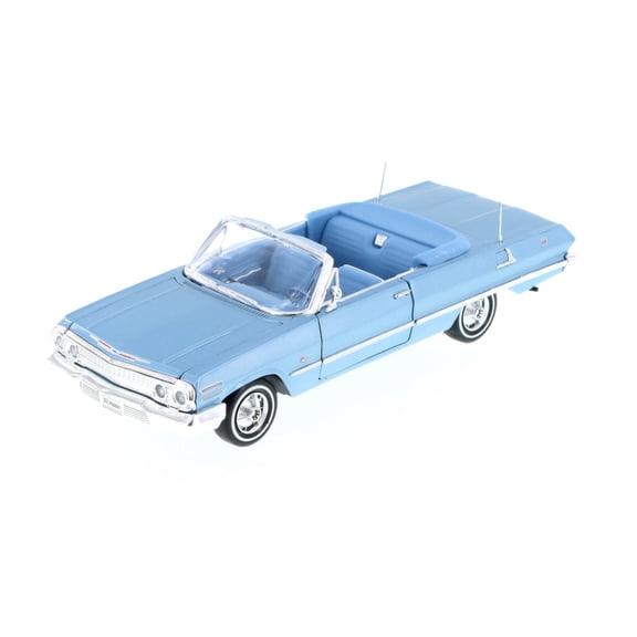 1963 Chevy Impala Convertible, Blue - Welly 22434 - 1/24 Scale Diecast Model Toy Car (Brand New, but NOT IN BOX)