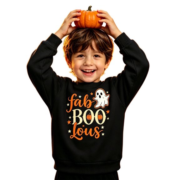 Kiijoy Halloween Boys Sweatshirt Cute Crewneck Pullover Top, Black, Sizes 12-24M