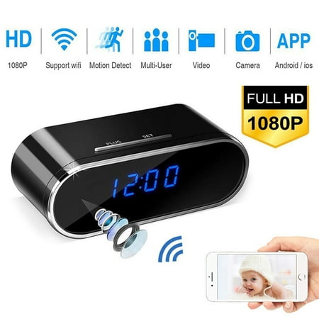 Camera WiFi Full HD 1080P Camera Clock with Night Vision Wireless Motion Detection Display Temperature , Security Camera(Surveillance Apps for iOS/Android/PC/Mac)with (The Best Clock App For Android)