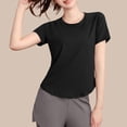 thumbnail image 2 of Hrsba Short Sleeve Tops For Women Solid Color Breathable Fast Drying Yoga Active Wear Casual Lightweight Summer Tops For Women, 2 of 5