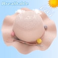 thumbnail image 4 of Sombrero de paja con borde ondulado para niñas, de verano, con circunferencia de la cabeza de 50 a 54 cm, protector solar, lazo, bola de pelo, para playa, con cuerda a prueba de viento, color rosa, 4 of 5