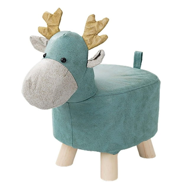 GROWTH TANK Animal Footstool Ottoman Stool, Cartoon Bench, Portable Cute Shoes Changing Foot BLue
