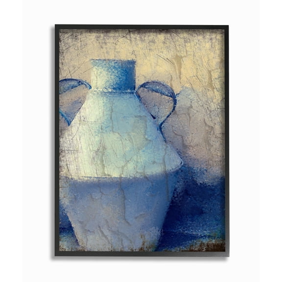 Stupell Industries Cottage Cracked Rustic Wall Blue Pottery Black Framed Giclee Art, 11 x 14, by Kim Allen