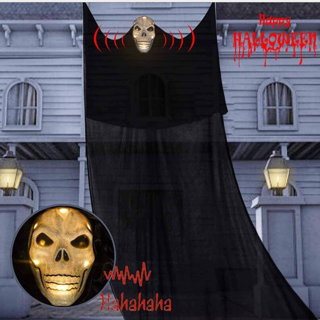 Decoración de Halloween Control de voz Voz luminosa Máscara de terror Fantasma colgante Wmkox8yii fhajkh4042
