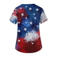 thumbnail image 5 of Iaqnaocc Patriotic Scrubs for Women 4th of July American Flag Stars Nurse Working Uniforms Fashion V-Neck Side Slits Scrub Tops Independence Day Short Sleeve Medical Workwear with Pockets Blue L, 5 of 5