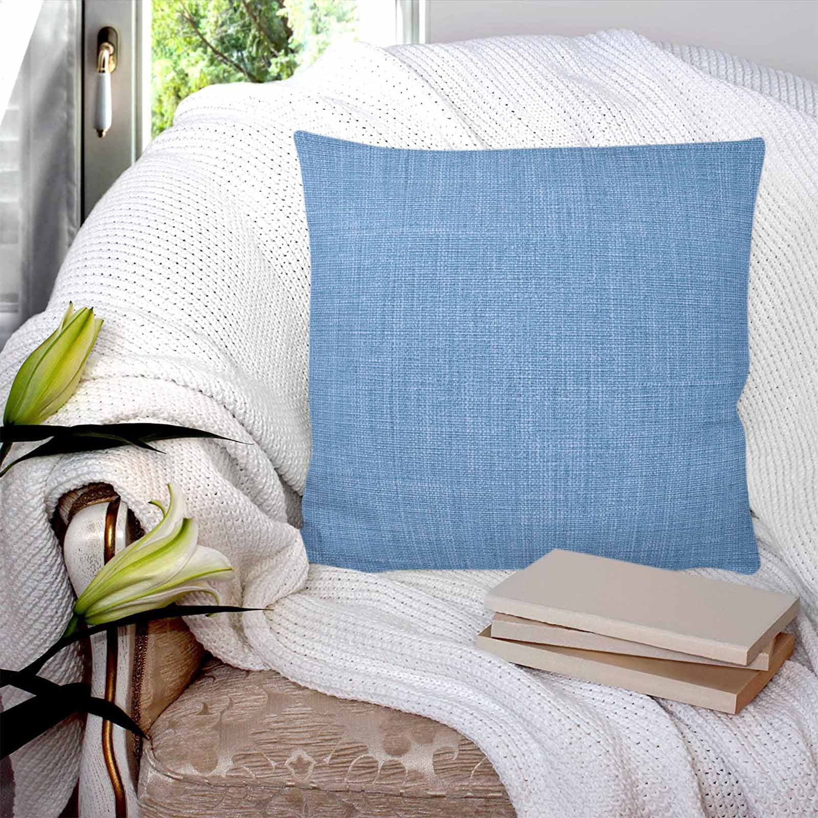 Blue 26x26 Pillow Covers Set of 2, Farmhouse Burlap Solid Blue Color Modern Linen Texture Throw Pillow Covers Decorative Couch Cushion Case, Microfiber Square Pillowcases for Bedroom Car Living Room