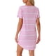 thumbnail image 3 of Camisón de noche para mujer INSPIRE CHIC, cuello redondo, mangas cortas, vestido de dormir a rayas, talla XL, color rosa, 3 of 6