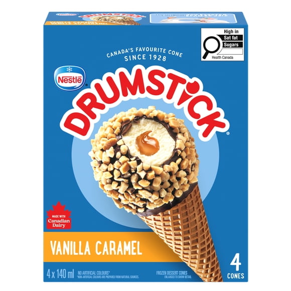 DRUMSTICK Vanilla Caramel Cones, 4 x 140 ml