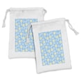 thumbnail image 1 of Luau Fabric Pouch Set of 2, Repetitive Freshening Flowers in Gentle Soft Tones, Small Drawstring Bag for Toiletries Masks and Favors, 9" x 6", Sky Blue Yellow, by Ambesonne, 1 of 2