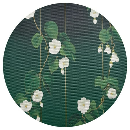 

Luxurious Green Floral 6-Piece 15.4in Durable PVC Plate Mats Heat-Resistant for Parties and Dining