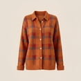 thumbnail image 4 of JUUNthy Womens Cardigan Tops, Plaid Knit Lapel Collar Long Sleeve Button Down Casual Sweater Outerwear Purple XL, 4 of 13