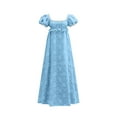 thumbnail image 6 of Women's Regency Dresses Puff Sleeve Square Neck Color Block Printed Flowy Smocked Maxi Dress, 6 of 7