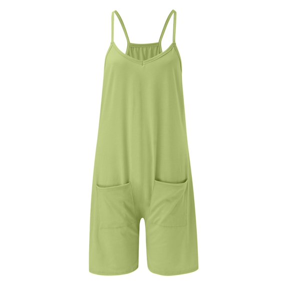 Vedolay Jumpsuits For Women Elegant Women’s Summer Sleeveless Tank Jumpsuits High Waist Low Cut Casual Scoop Neck Fit And Flare Long Pants Rompers,Green XXL