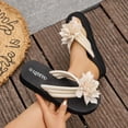 thumbnail image 2 of Cxenplz Womens Platform Flip Flops Flower Elastic Strap Thong Sandals Summer Beach Vacation Casual Comfortable Non Slip Shoes, 2 of 8