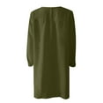 thumbnail image 3 of Jinhomg Cotton Linen Dress for Women Plus Size Comfy Long Sleeve V-Neck Midi Dresses Basic Solid Casual T Shirt Dress Vacation Beach Dress Fall Saving Army Green L, 3 of 5