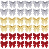 KUCASI 36 Pcs Christmas Tree Bows – 2 Inch Mini Ribbon Bows Ornaments in Red, Gold & Silver – Xmas Decoration Accessories for Tree, Wreaths, Gifts & Party Supplies