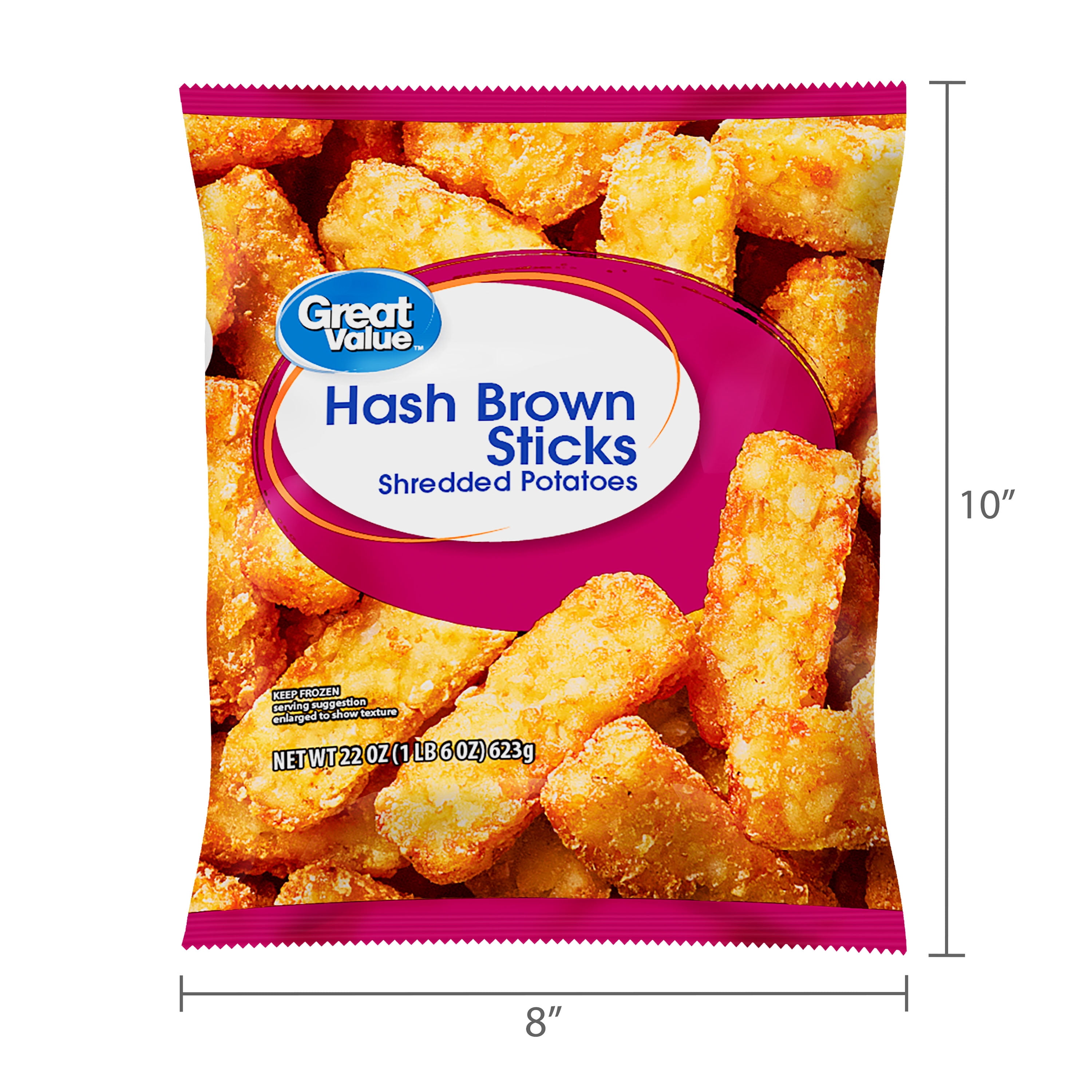 Great Value Hash Brown Sticks, Shredded Potatoes, 22 oz (Frozen)
